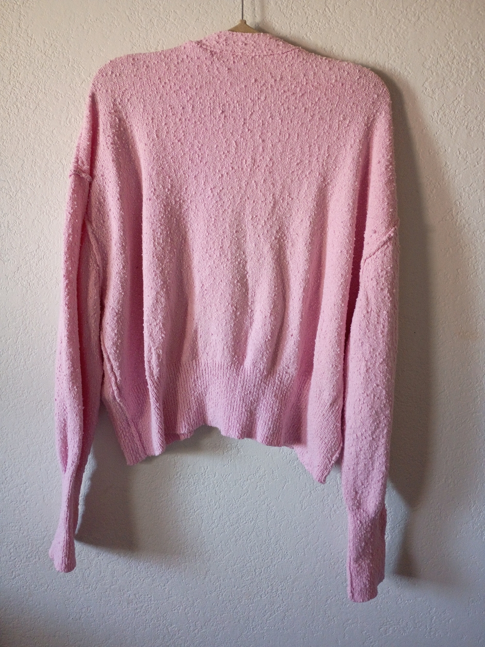 Free  People Oversize  Pink Textured Button-Front Cardigan Size M - Picture 5 of 15